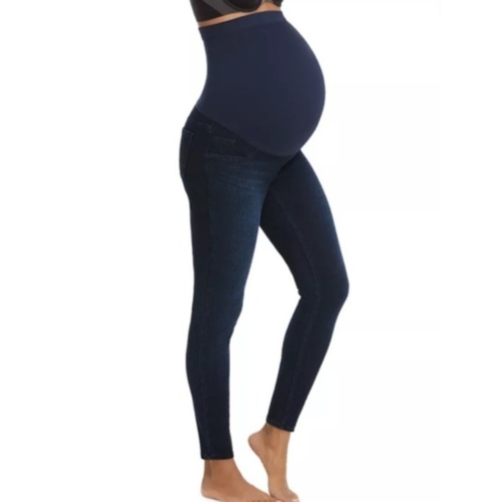 Spanx Mama Ankle Jean-ish Blue Maternity Leggings Full Panel‎ Womens Large NWT